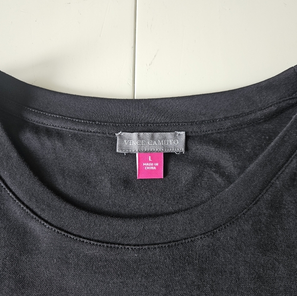 NWT Vince Camuto Knit Short Sleeve Tee- Rich Black - Picture 5 of 8